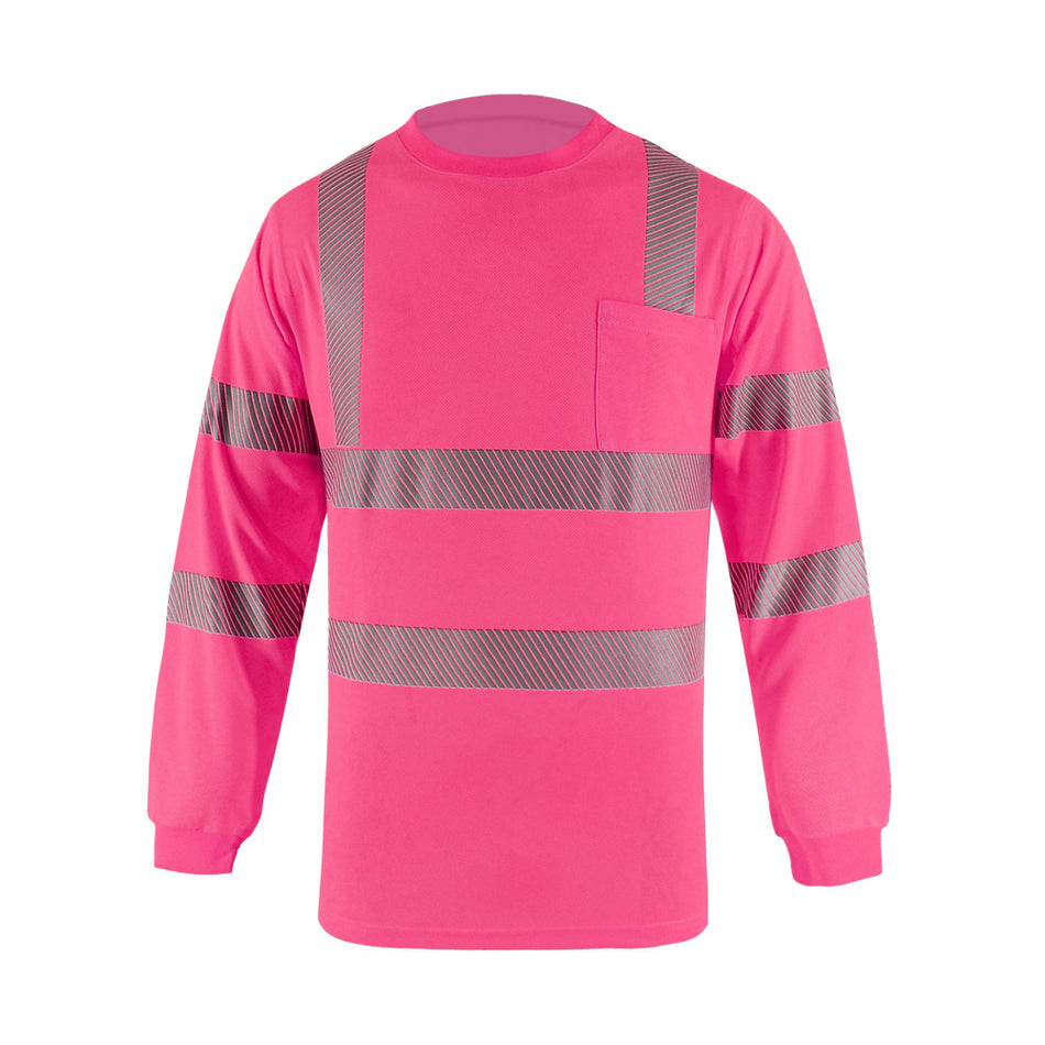 SMASYS Hi Vis Shirts, Heat Transfer Reflective High Visibility Long Sleeve Safety Shirt