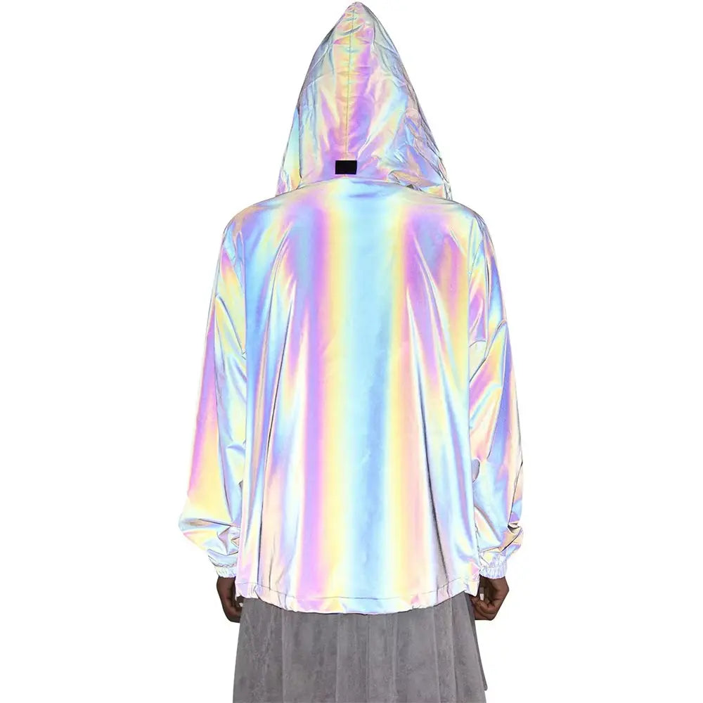 SMASYS Fashion Rainbow Reflective Jacket, Casual Street Style