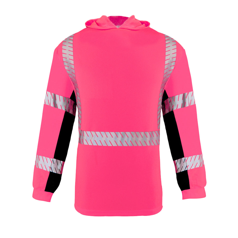 SMASYS Long-sleeve Safety Hoodie with Silver Slanted Carving Reflective Tape