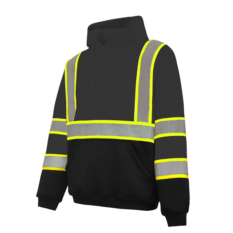 SMASYS Reflective Hoodie, Black Safety Sweatshirt with Hood