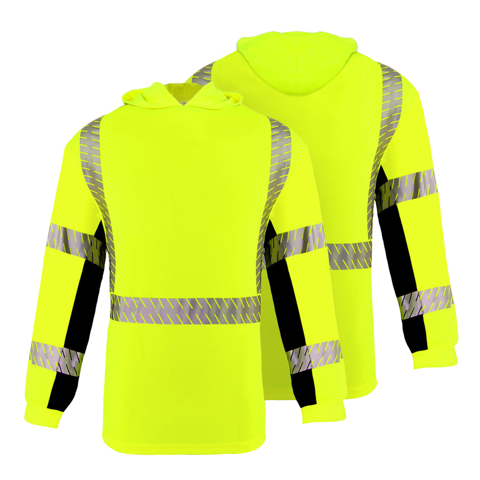 SMASYS Long-sleeve Safety Hoodie with Silver Slanted Carving Reflective Tape