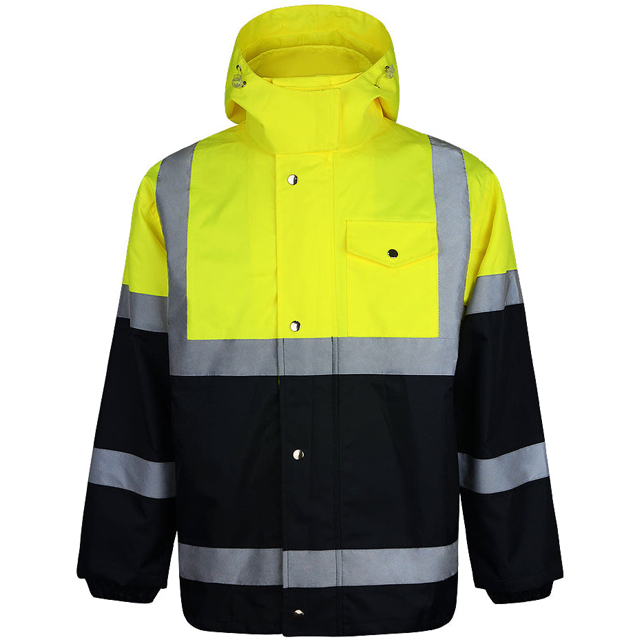 SMASYS Safety Jacket, High Visibility Waterproof Raincoat with Hood