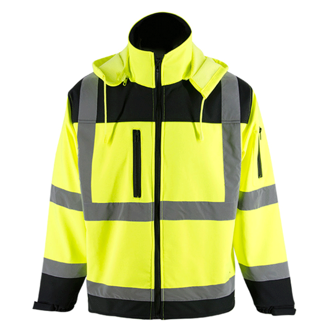 SMASYS Soft Shell Fabric Detachable Hooded Safety Jacket