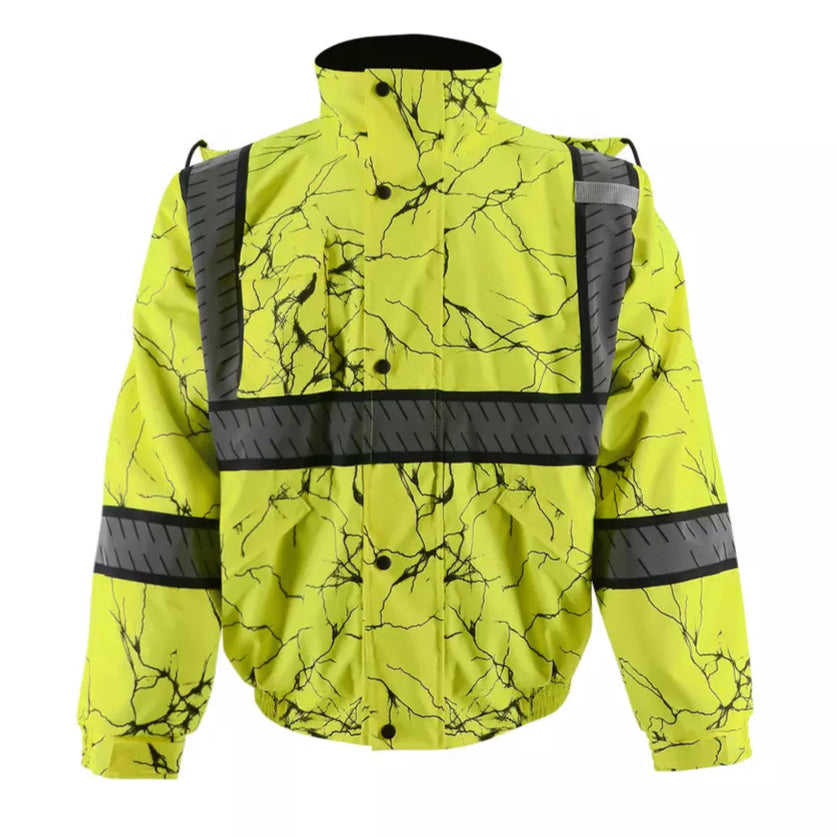 SMASYS Lightning Streak Camouflage Reflective Safety Bomber Jackets