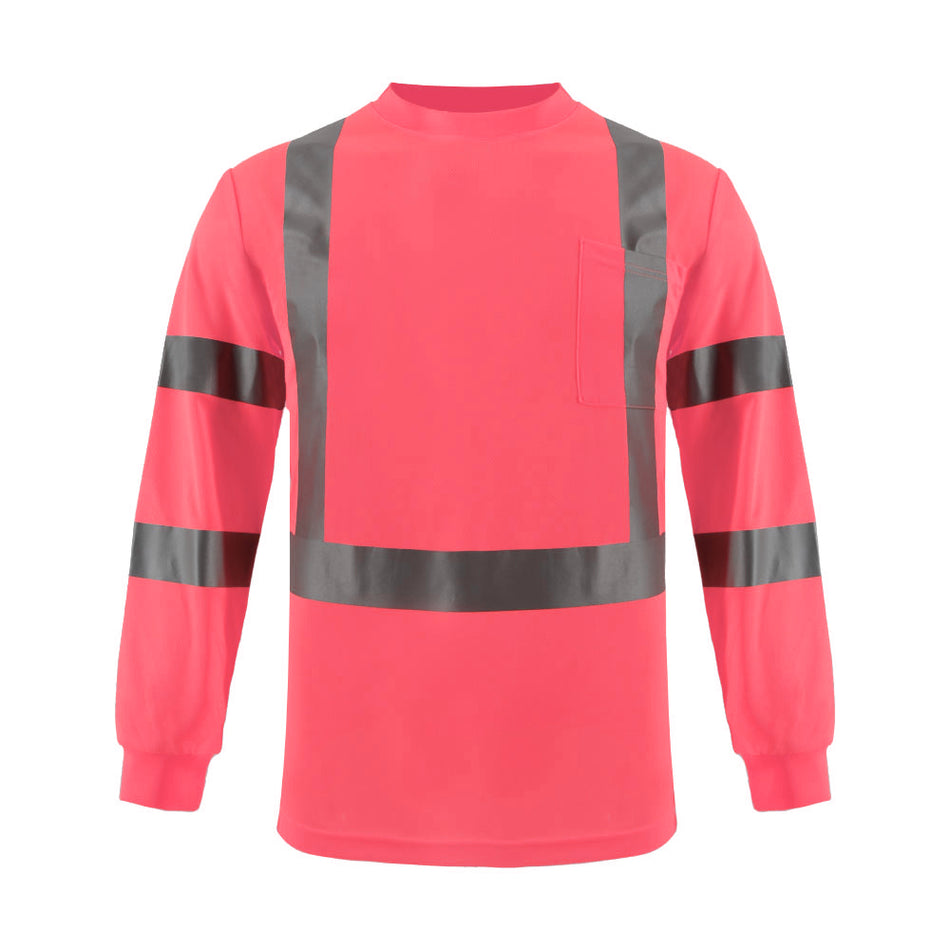 SMASYS Hi Vis Class 3 Reflective Safety Shirts, Long Sleeve with Pocket