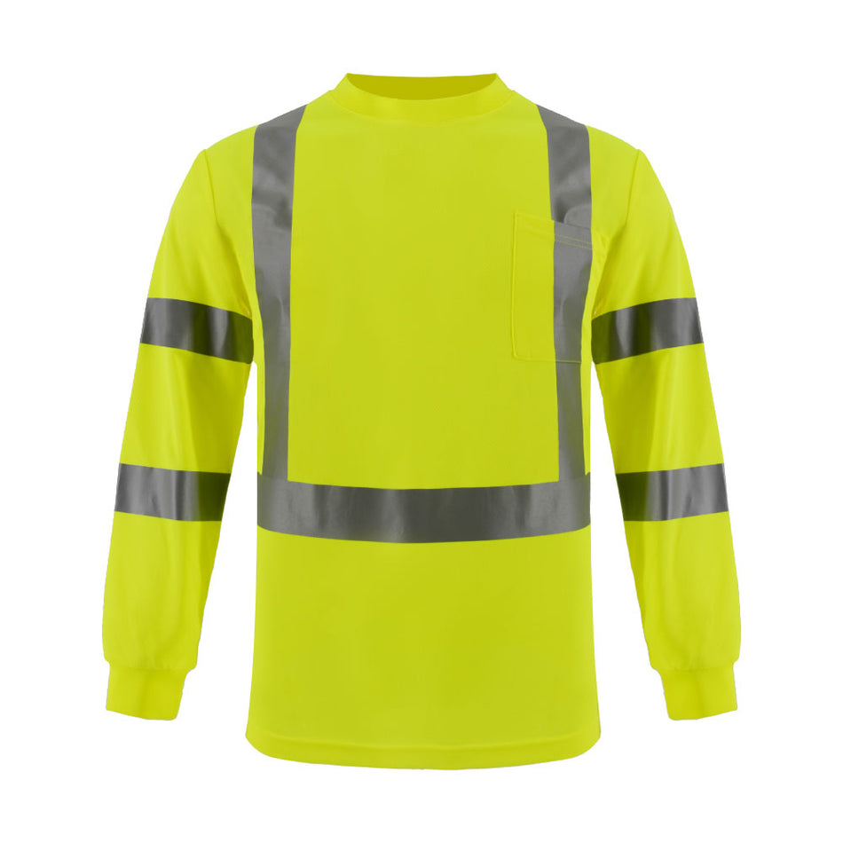 SMASYS Hi Vis Class 3 Reflective Safety Shirts, Long Sleeve with Pocket