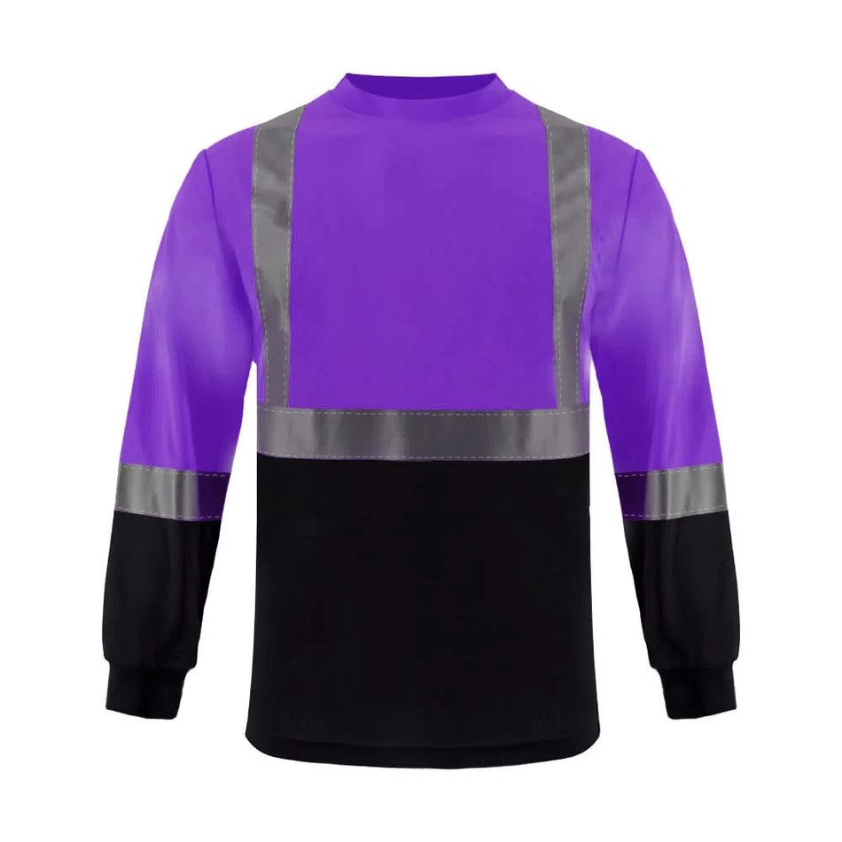 SMASYS Hi Vis Safety Shirts wih Black Bottom, Long Sleeve Reflective Shirts