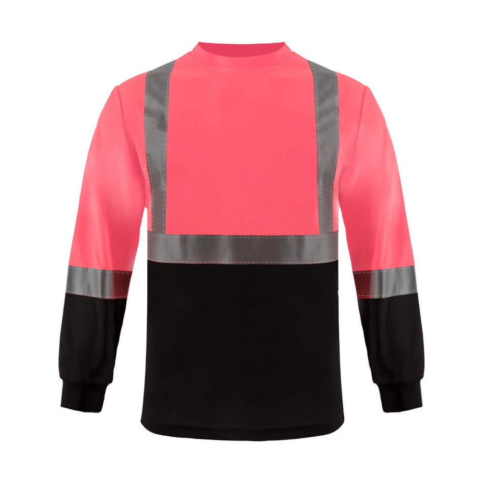 SMASYS Hi Vis Safety Shirts wih Black Bottom, Long Sleeve Reflective Shirts