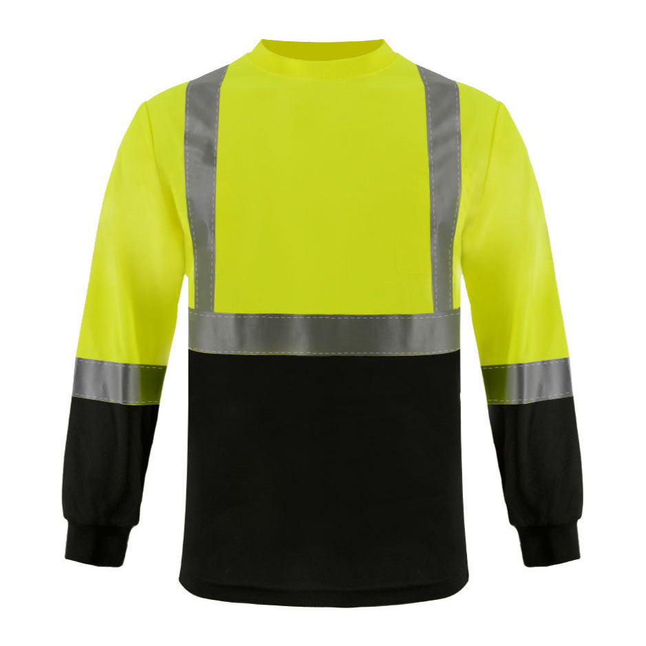 SMASYS Hi Vis Safety Shirts wih Black Bottom, Long Sleeve Reflective Shirts