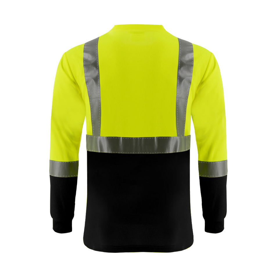 SMASYS Hi Vis Safety Shirts wih Black Bottom, Long Sleeve Reflective Shirts