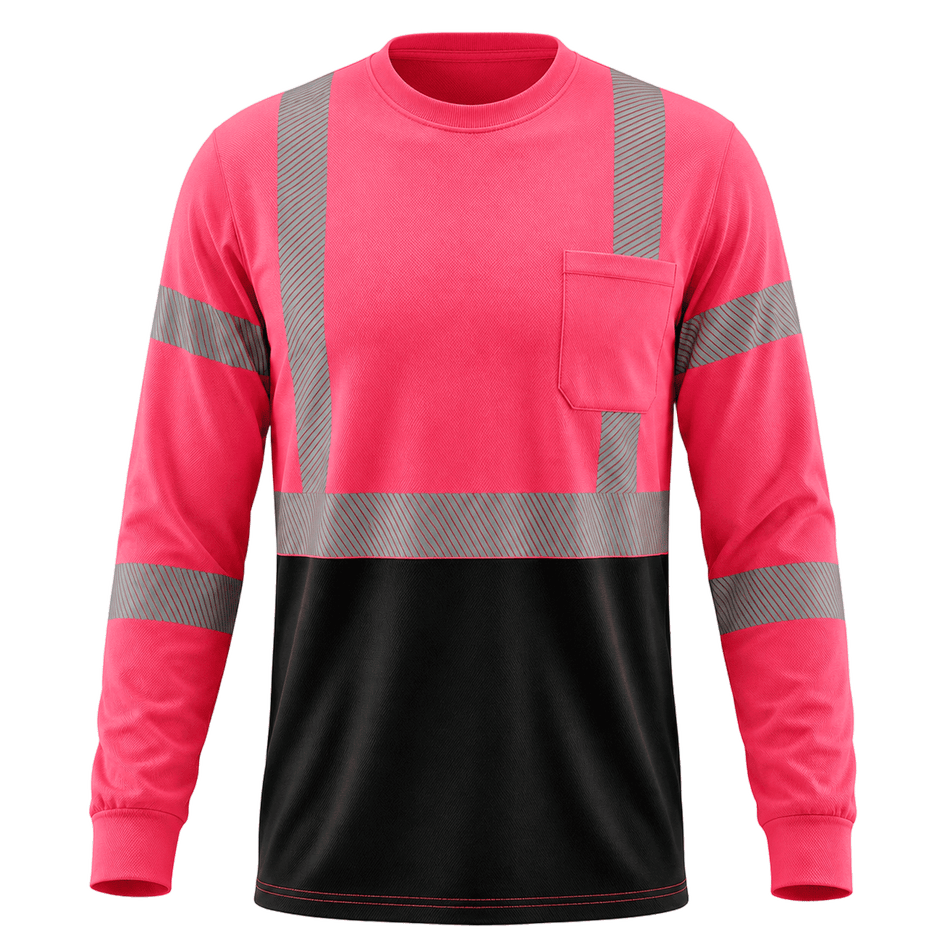 SMASYS Hi Viz Safety Shirt with Reflective Stripes & Black Bottom