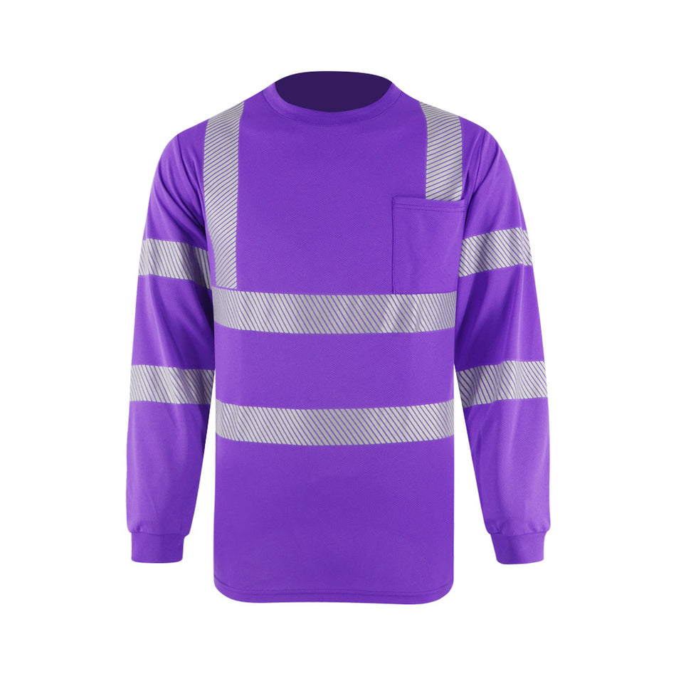 SMASYS Hi Vis Shirts, Heat Transfer Reflective High Visibility Long Sleeve Safety Shirt