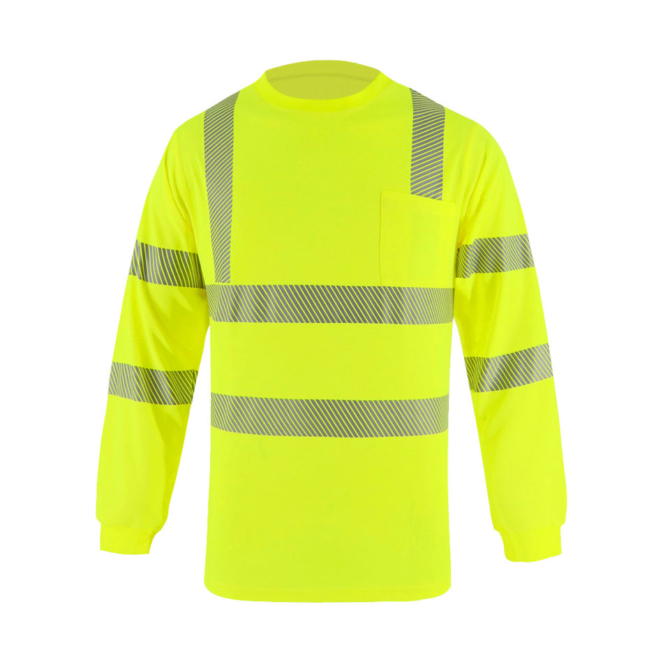 SMASYS Hi Vis Shirts, Heat Transfer Reflective High Visibility Long Sleeve Safety Shirt