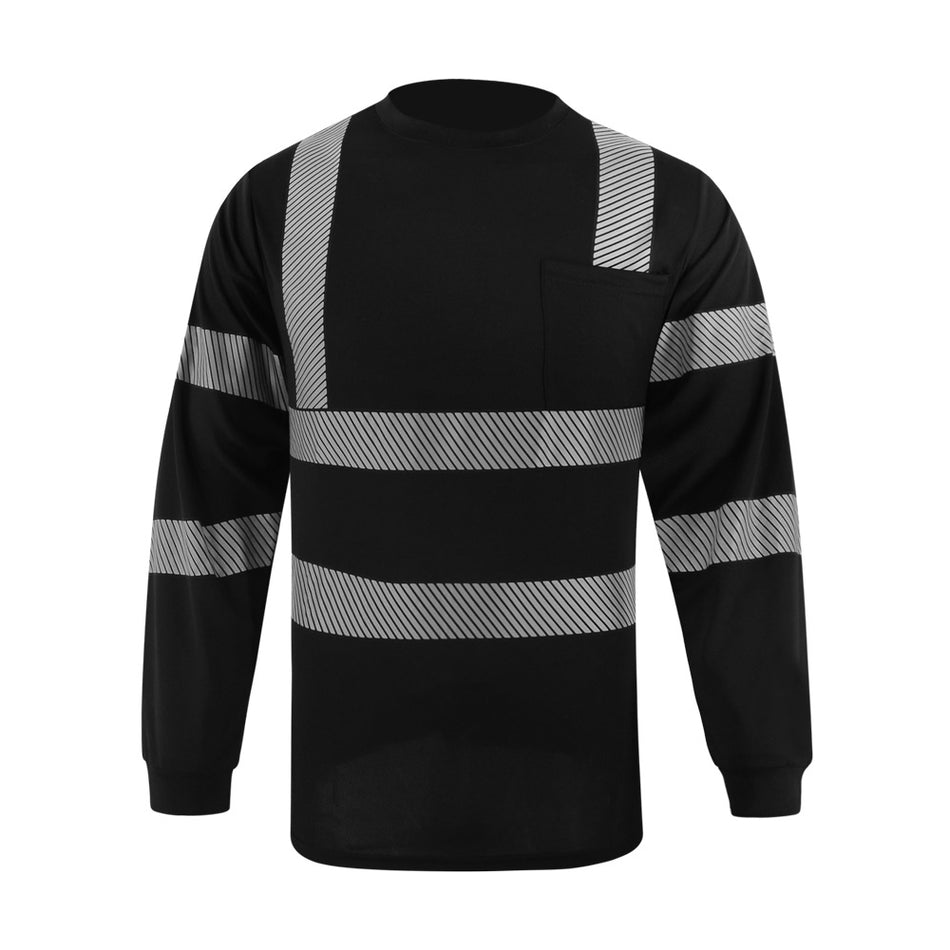 SMASYS Hi Vis Shirts, Heat Transfer Reflective High Visibility Long Sleeve Safety Shirt