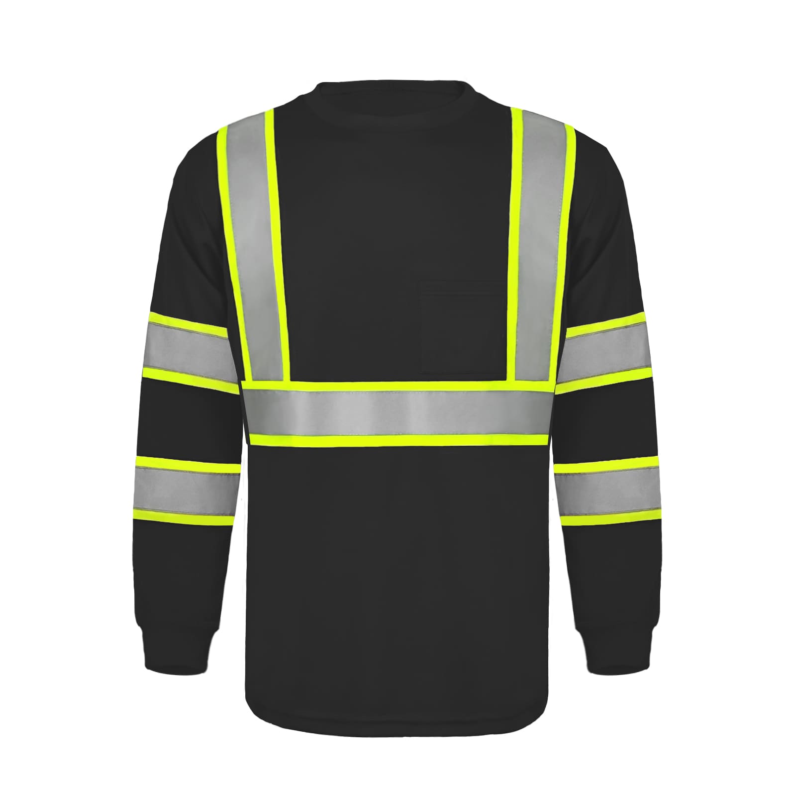 SMASYS Hi Vis Long Sleeve Safety Shirts Construction Dual-Tone Reflective Strips with Chest Pocket