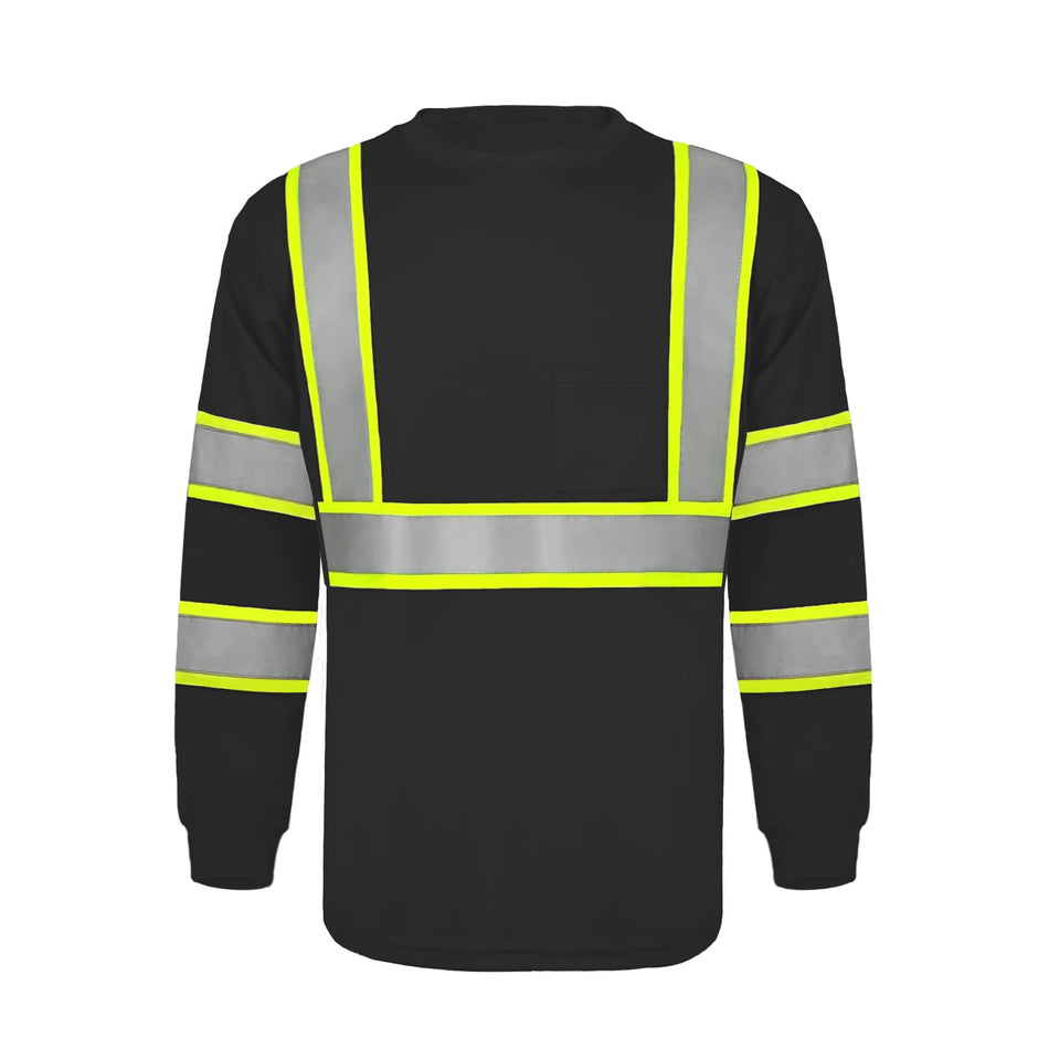 SMASYS Hi Vis Long Sleeve Safety Shirts Construction Dual-Tone Reflective Strips with Chest Pocket