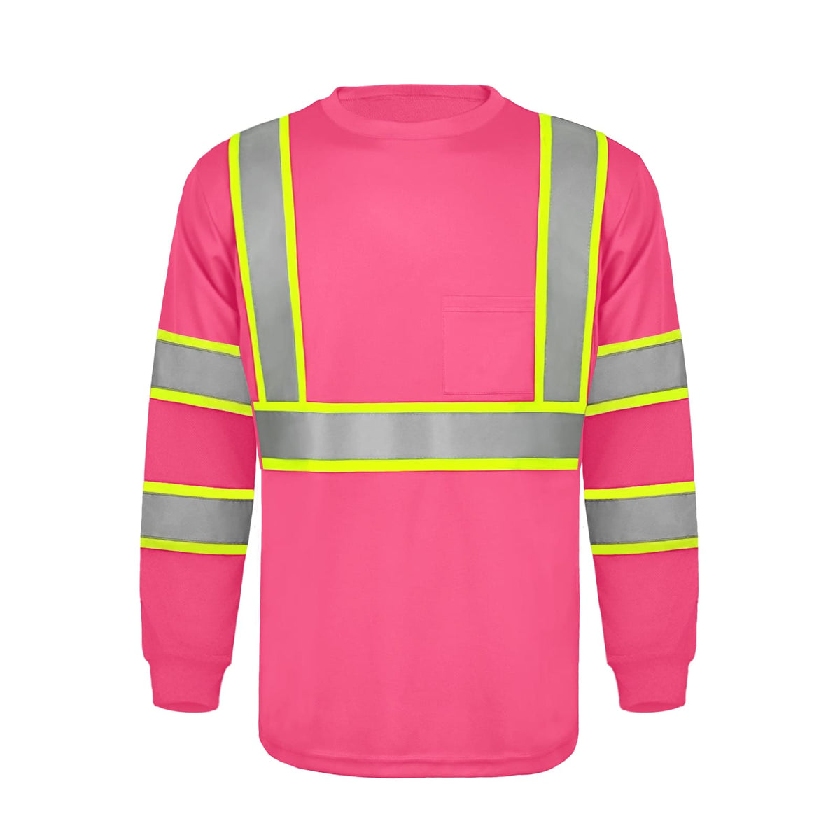 SMASYS Hi Vis Long Sleeve Safety Shirts Construction Dual-Tone Reflective Strips with Chest Pocket