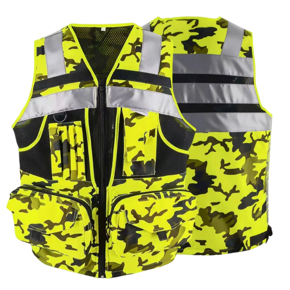SMASYS Premium 10-Pocket High Visibility Safety Vest (ANSI Class 2) with 3M Reflective Strips