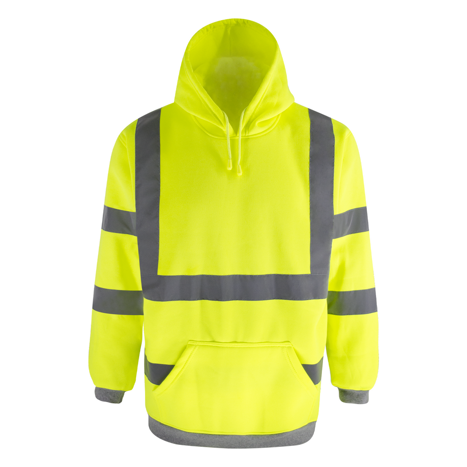 SMASYS Hi Vis Hoodie, ANSI Class 2 Yellow&Gray Safety Reflective Hoodie