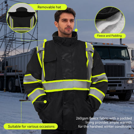 SMASYS Safety Work Bomber Reflective Jacket, Winter Fleece Liner Jacket SMASYS Store