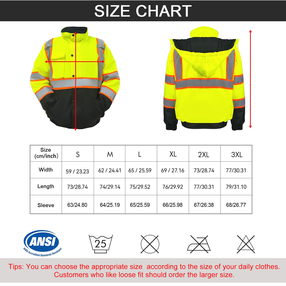 SMASYS Safety Work Bomber Reflective Jacket, Winter Fleece Liner Jacket SMASYS Store