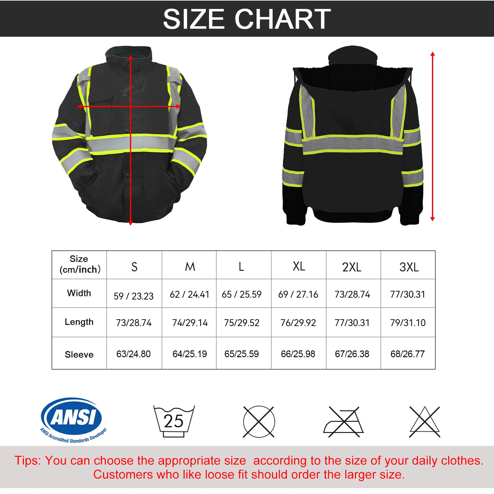 SMASYS Safety Work Bomber Reflective Jackets, Winter High