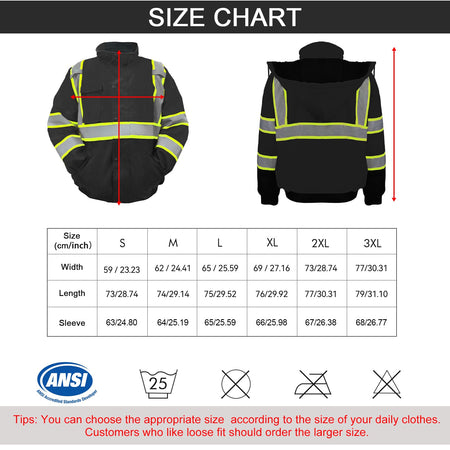SMASYS Safety Work Bomber Reflective Jacket, Winter Fleece Liner Jacket SMASYS Store