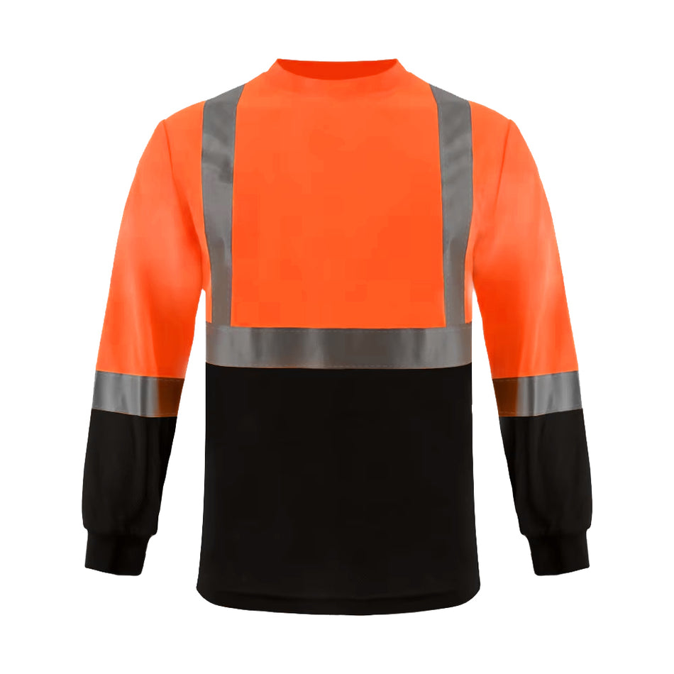 SMASYS Hi Vis Safety Shirts wih Black Bottom, Long Sleeve Reflective Shirts