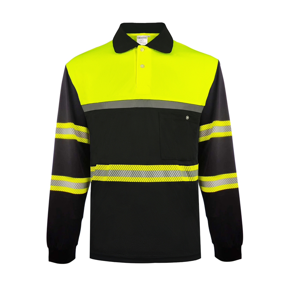 SMASYS High Reflective Polo Shirts with Pocket, Long Sleeve  Safety Shirts