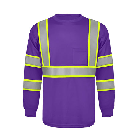 SMASYS Hi Vis Long Sleeve Safety Shirts Construction Dual-Tone Reflective Strips with Chest Pocket