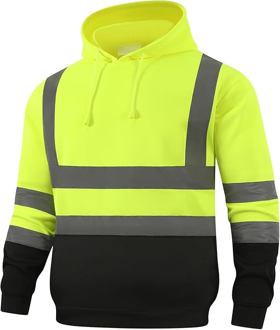 SMASYS Hi Vis Hoodie, ANSI Class 2 Safety Reflective Pullover Hoodie