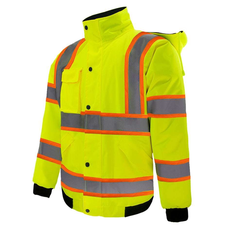 SMASYS Hi Vis Reflective Safety Winter Bomber Jacket Pink Yellow Orange