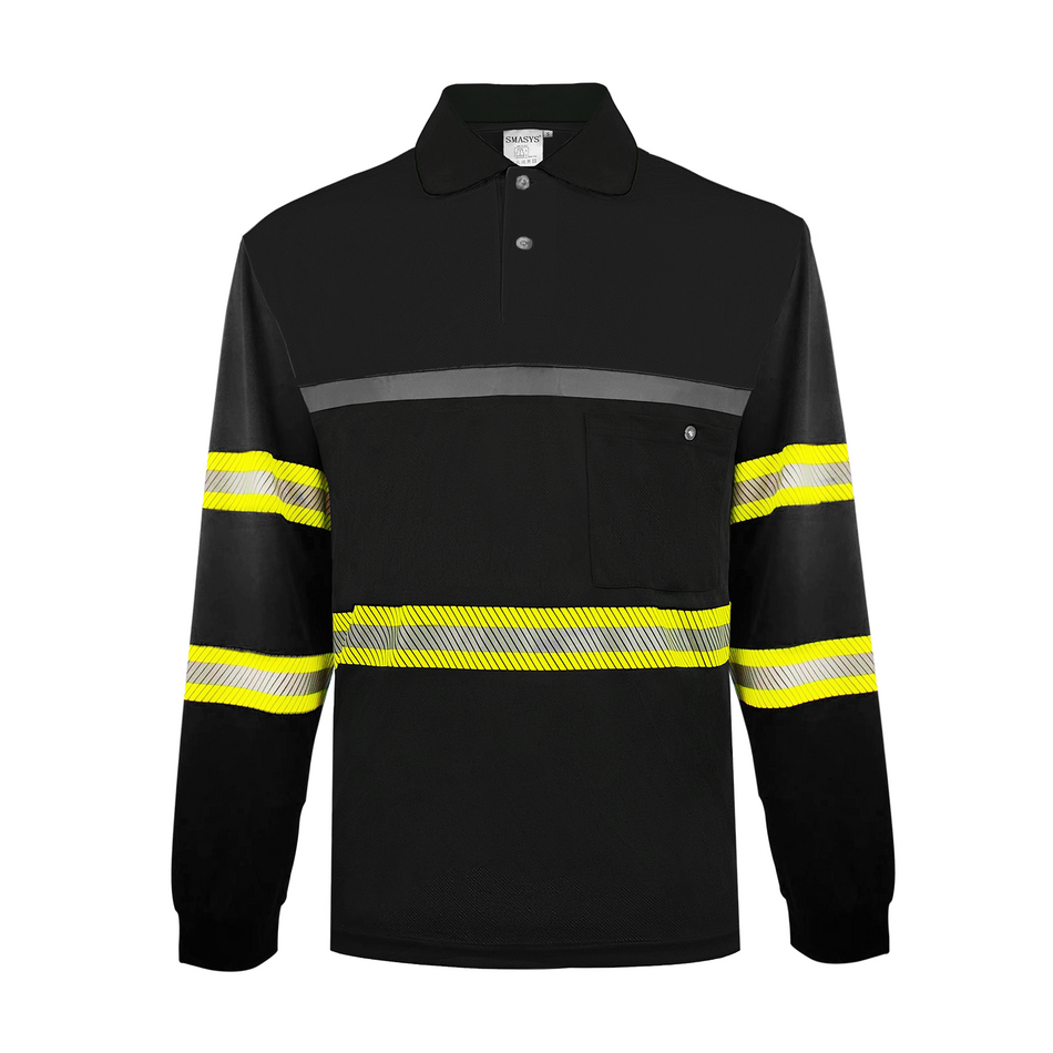 SMASYS High Reflective Polo Shirts with Pocket, Long Sleeve  Safety Shirts