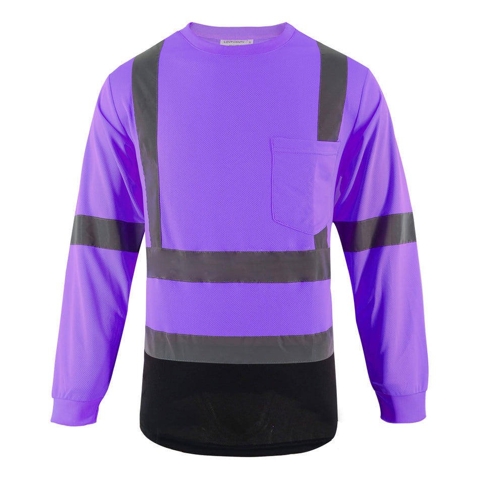 SMASYS Hi Vis Class 2 Reflective Safety Shirts, Long Sleeve with Chest Pocket