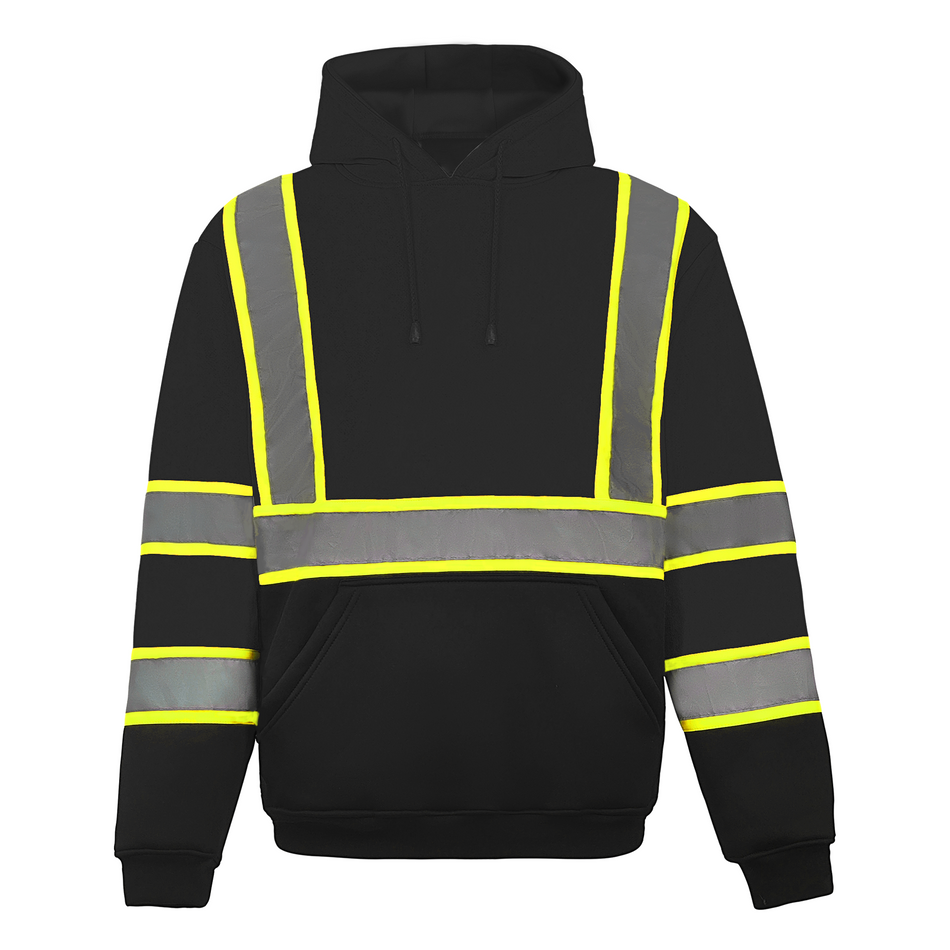 SMASYS Reflective Hoodie, Black Safety Sweatshirt with Hood