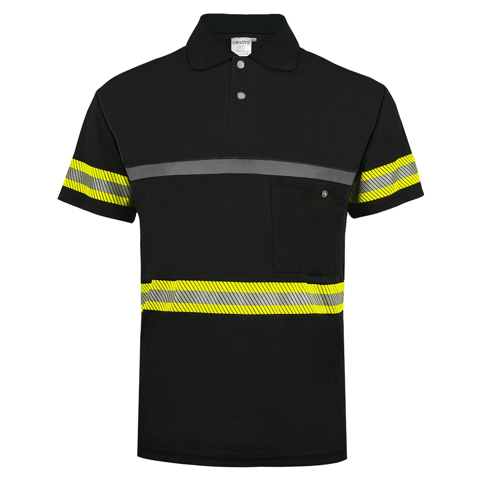 SMASYS High Reflective Polo Shirts with Pocket, Hi-Vis Safety T-Shirts