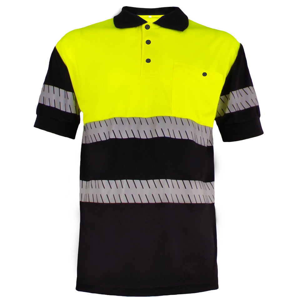 SMASYS Hi Vis Safety Polo T-Shirt for Men, Coolpass Safety Shirt with Pocket