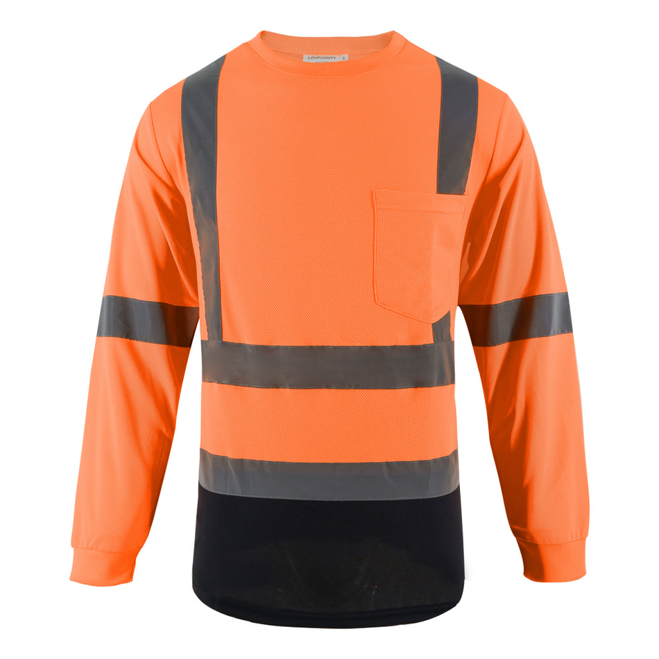 SMASYS Hi Vis Class 2 Reflective Safety Shirts, Long Sleeve with Chest Pocket