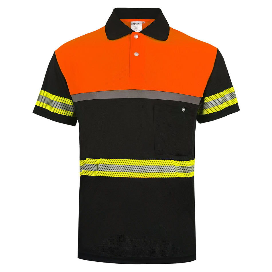 SMASYS High Reflective Polo Shirts with Pocket, Hi-Vis Safety T-Shirts