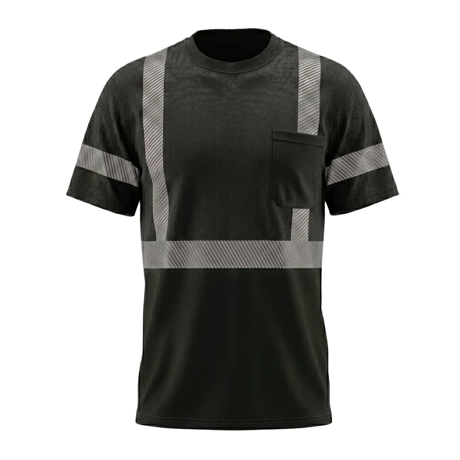 SMASYS Kurzarm-Sicherheits-T-Shirt mit silberfarbenem, schräg geschnittenem Reflexband