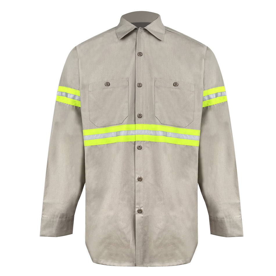 SMASYS Men's Enhanced Visibility Industrial Work Shirt, Button Up Safety Shirts