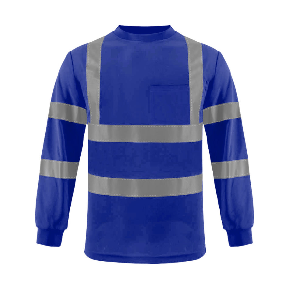 SMASYS Hi Vis Safety Shirt, Long Sleeve Reflective Shirt with Pocket