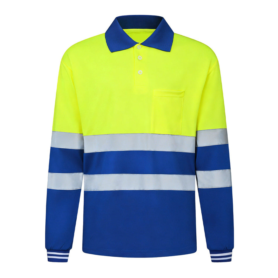 SMASYS Contrast Polo Safety Shirt, Hi Vis Reflective Shirt