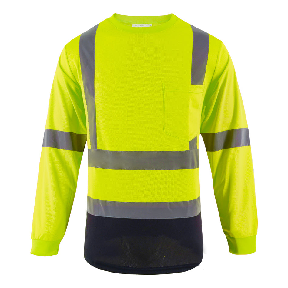 SMASYS Hi Vis Class 2 Reflective Safety Shirts, Long Sleeve with Chest Pocket