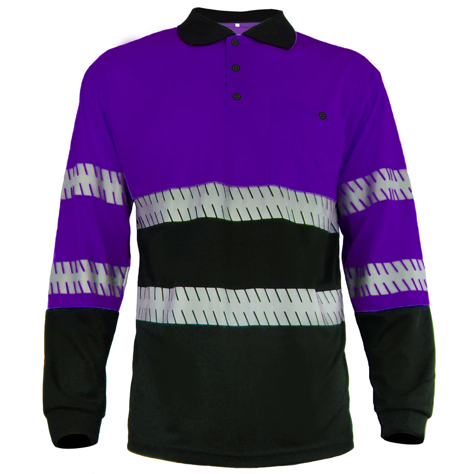 SMASYS Hochreflektierende Polo-Shirts mit Tasche, langärmlige Sicherheitsshirts