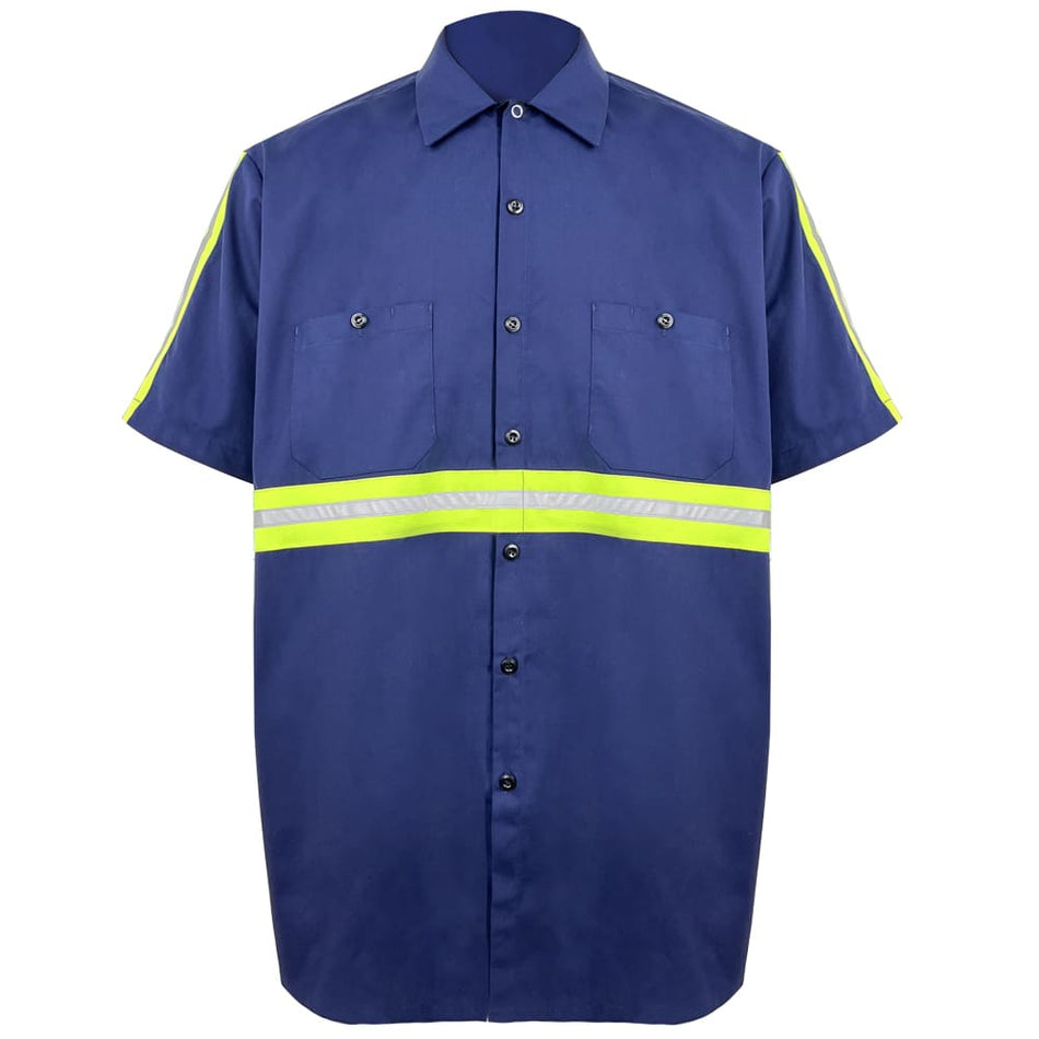 SMASYS Men's Enhanced Visibility Industrial Work Shirt, Button Up Safety Shirts