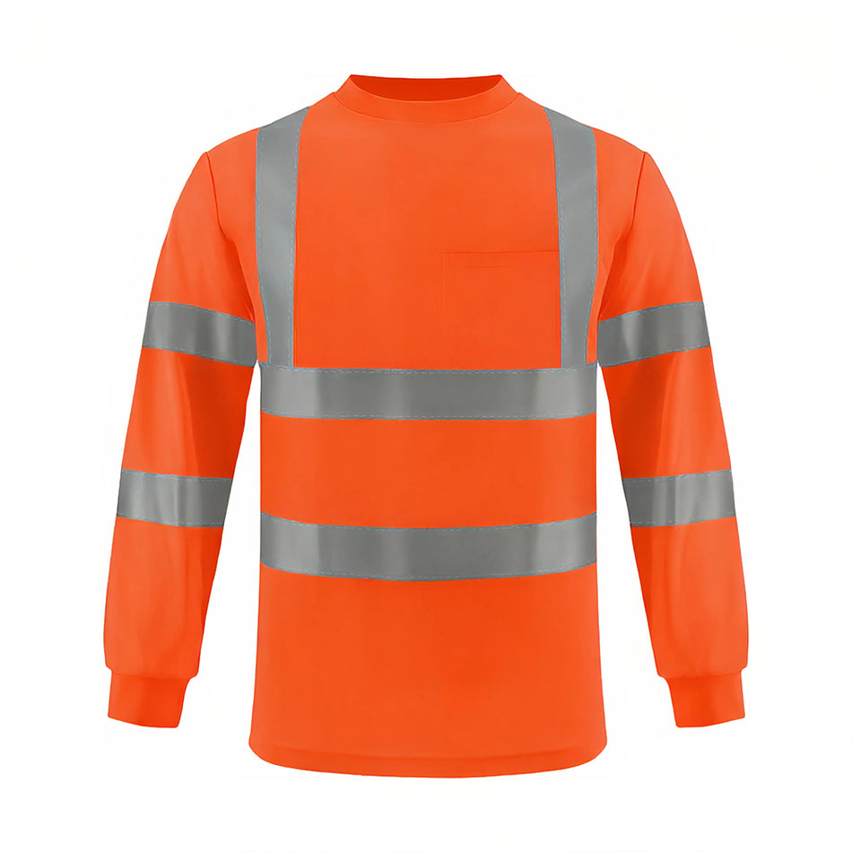 SMASYS Hi Vis Safety Shirt, Long Sleeve Reflective Shirt with Pocket