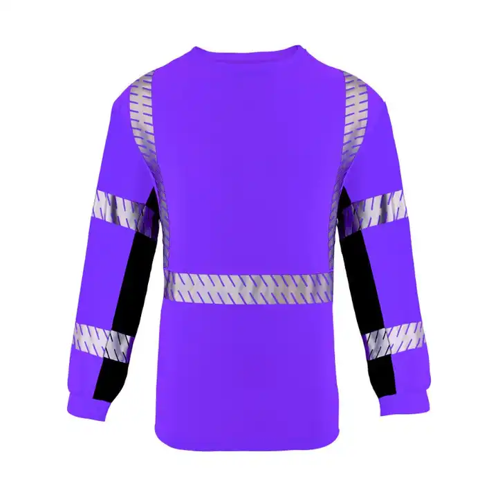 SMASYS Silver Slanted Carving Reflective Tape Longsleeve Safety T Shirts