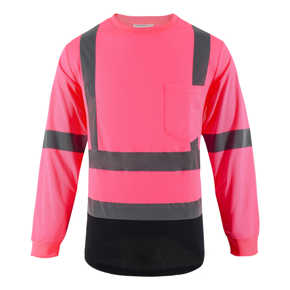 SMASYS Hi Vis Class 2 Reflective Safety Shirts, Long Sleeve with Chest Pocket