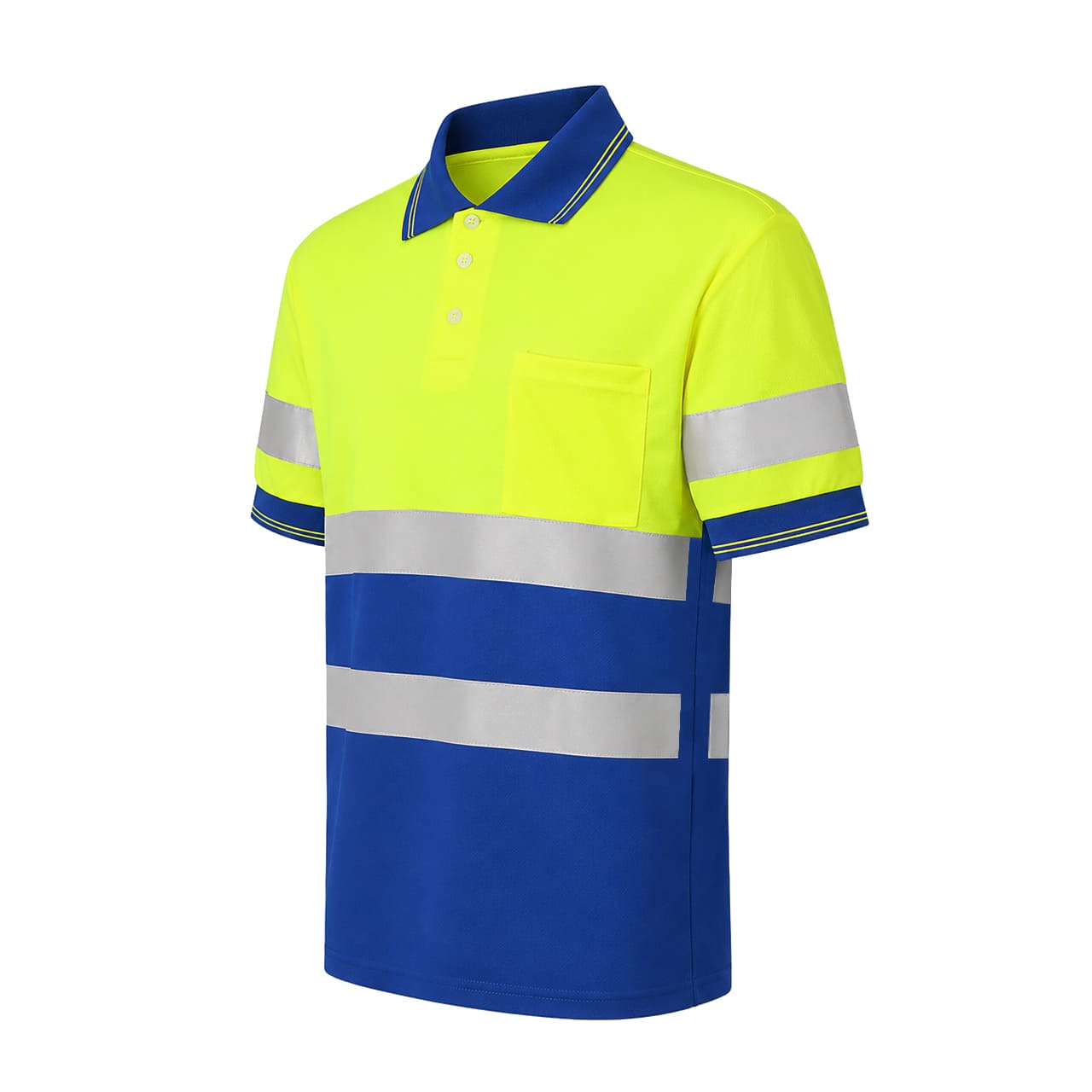 SMASYS Hi Vis Short Sleeve Reflective Polo Shirt, Yellow and Navy SMASYS Store